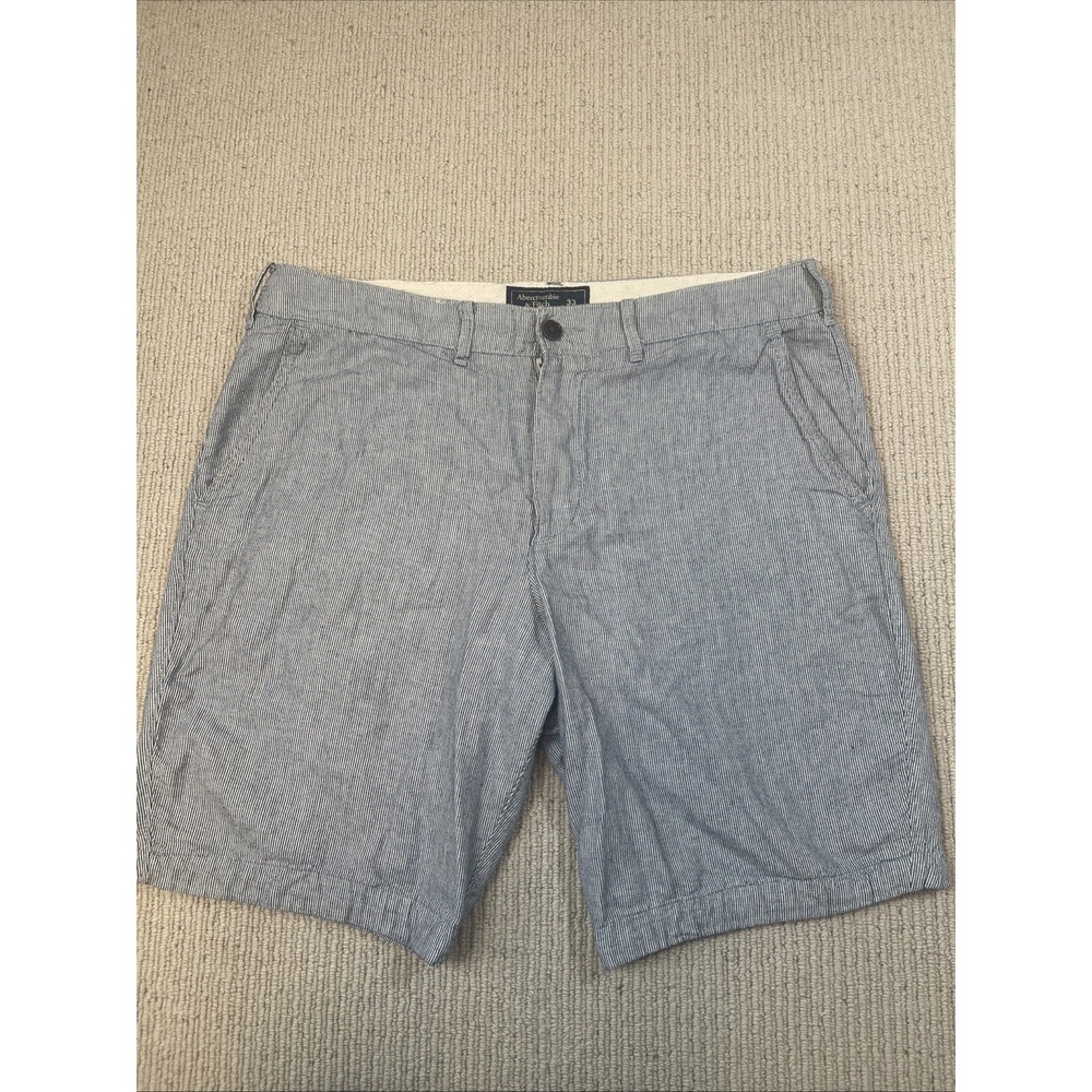 Abercrombie & Fitch Mens 33 Striped Linen Blend Casual Preppy Blue White VTG